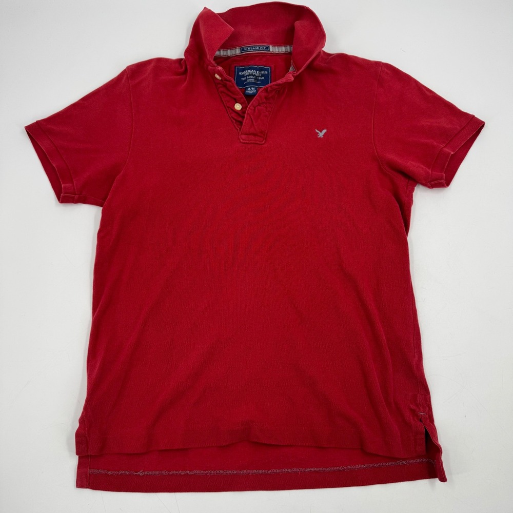 American Eagle Outfitters Red Eagle Polo Shirt Men's M/M Vintage Fit Casual